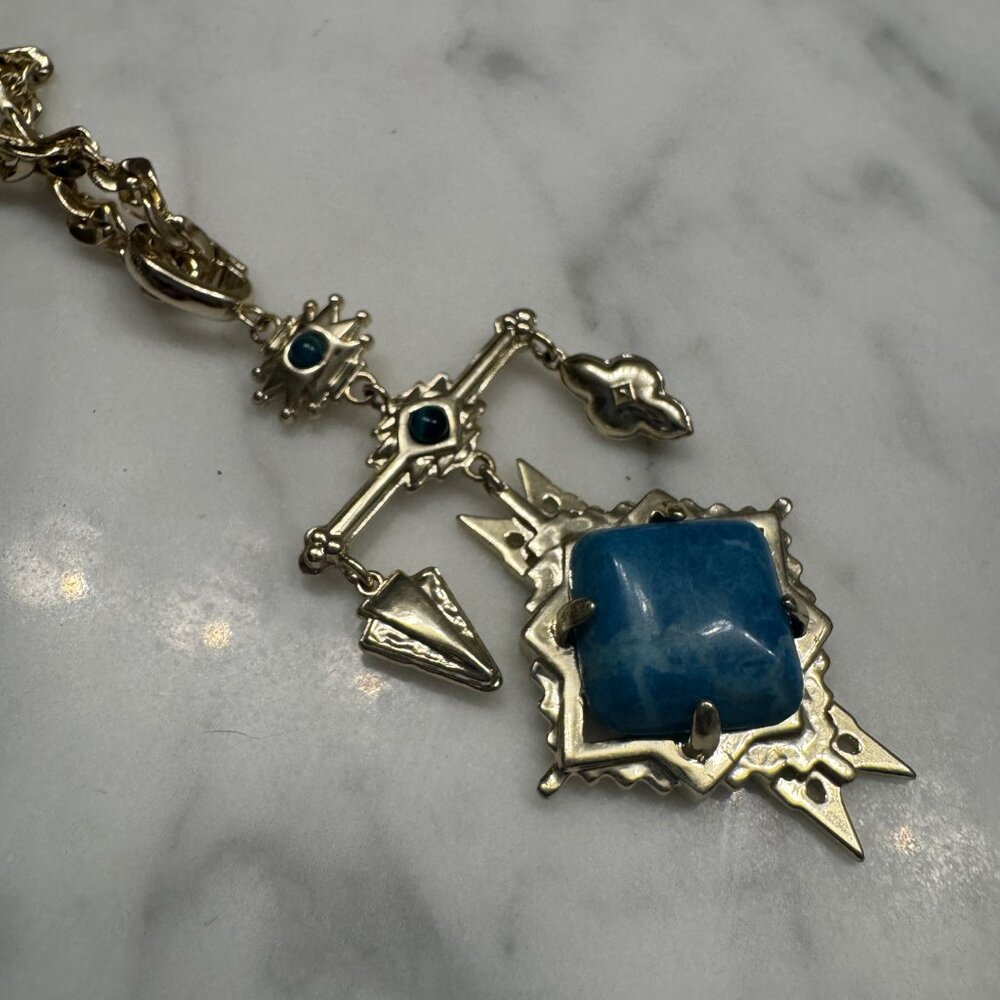 New Kendra Scott Cass Vintage Gold Howlite Long Pendant Necklace